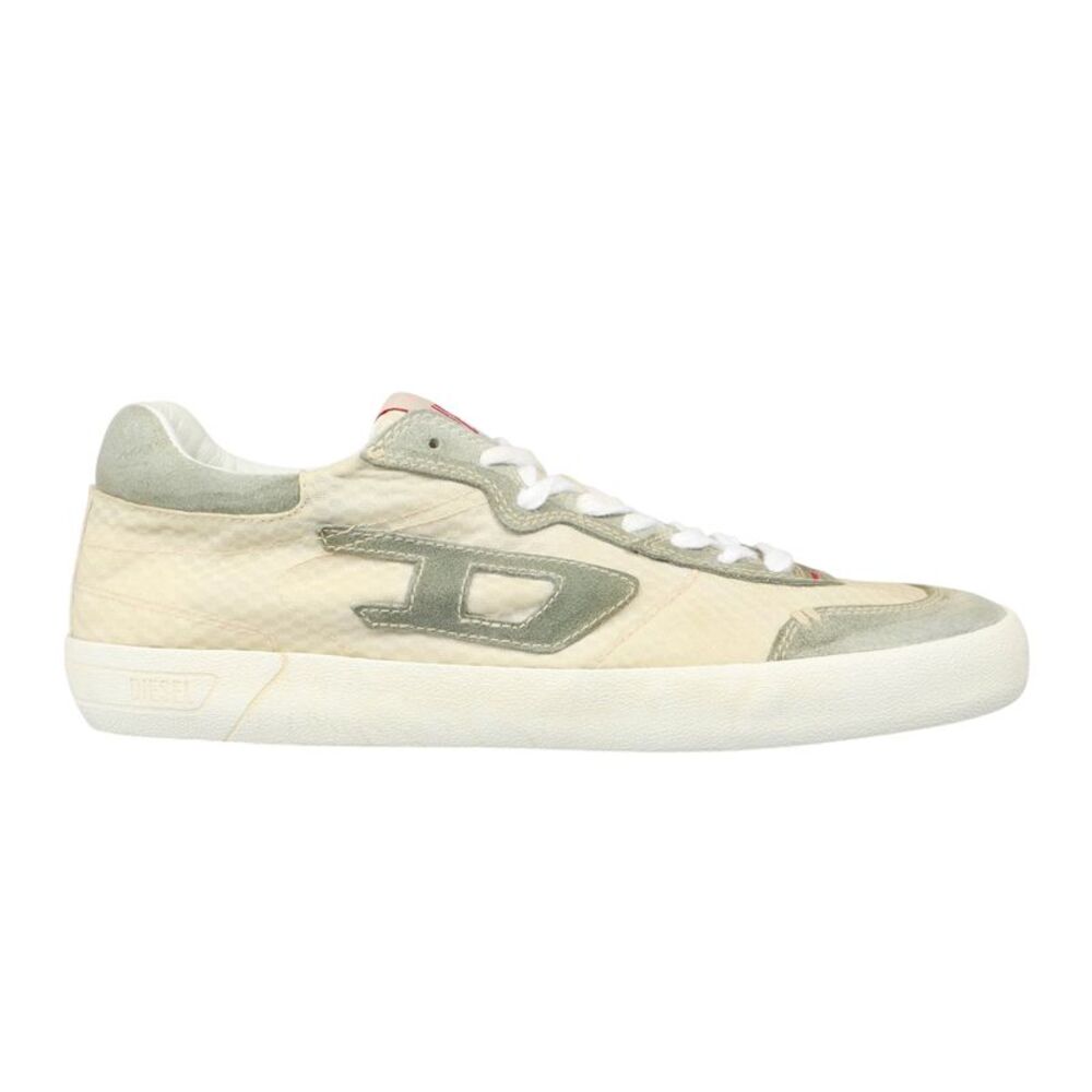 Diesel Mens S-Leroji Leather Sneakers / Antique White